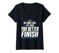 Women's Triathlon Support Crew Swim Bike Run Race Day Support V-Neck T-Shirt