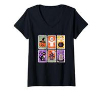 Womens Trick Or Treat Spooky Halloween Stamps Design V-Neck T-Shirt