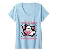 Womens Trick Treat Myself to Books Shirt Funny Ghost Reading V-Neck T-Shirt