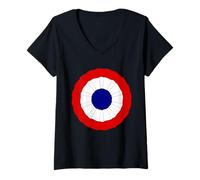 Womens Tricolor Cockade T-Shirt French Revolution France Tee V-Neck T-Shirt