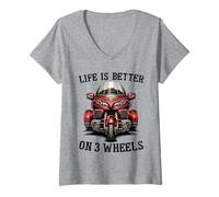 Womens Trike Life Motorcycle trike Grandpa Three-wheeled Trike Dad V-Neck T-Shirt