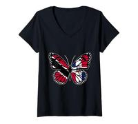 Womens Trinidad and Dominican Butterfly Half Trinidadian Dominicana V-Neck T-Shirt