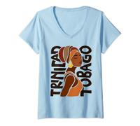 Womens Trinidad and Tobago Flag Caribbean Traditional Ethnic Woman V-Neck T-Shirt