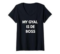 Womens Trinidad and Tobago Trini Funny Slang My Gyal is De Boss V-Neck T-Shirt