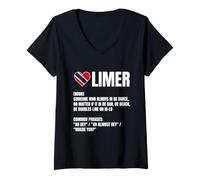 Womens Trinidad Tobago Limer Word Def Heart Flag Caribbean Pride V-Neck T-Shirt