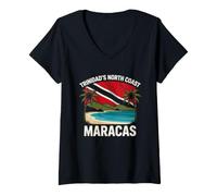 Women's Trinidad's North Coast Maracas Bay Caribbean Travel Pride V-Neck T-Shirt