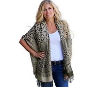 Women's Trinity Knot Pashmina Scarf Shawl, Soft and Comfortable with a Rich Luxurious Sheen, Dark Green, One Size