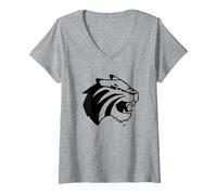 Women's Trinity University Tigers Mascot Head Lee Roy V-Neck T-Shirt