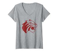 Women's Trinity University Tigers Mascot Head Lee Roy V-Neck T-Shirt