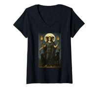 Womens Triple Moon Witch Goddess Hecate Hekate V-Neck T-Shirt