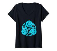 Womens Triple Spiral The Celtic Triskele Triskelion V-Neck T-Shirt