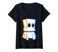 Womens Trippy Psychedelic Ghost Paper Bag Halloween Kids Boy Girls V-Neck T-Shirt