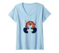 Womens Trippy Vintage Hippies V-Neck T-Shirt