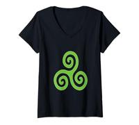 Women's Triskele Triskelion Triple Spiral V-Neck T-Shirt