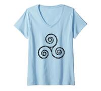 Womens Triskelion, Triskele (Vintage Black) Celtic Symbols V-Neck T-Shirt