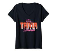 Womens Trivia Queen Crown Smart Sassy Game Night Champion V-Neck T-Shirt