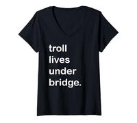 Women's Troll Lives Under Bridge V-Neck T-Shirt