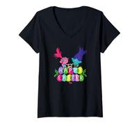 Women's Trolls Happy Easter with Poppy and Branch V-Neck T-Shirt