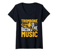 Womens Trombone is the bacon of music V-Neck T-Shirt