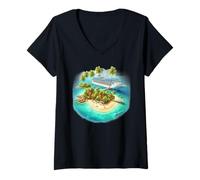 Women's Tropical Island Cruise Ship Vacation Paradise V-Neck T-Shirt