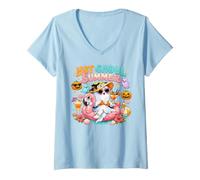 Women's Tropical Spooky Summer Hot Ghouls Witch Magic Sun Halloween V-Neck T-Shirt