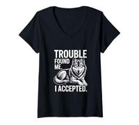 Women's Trouble Found Me I Accepted Lone V-Neck T-Shirt