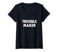 Womens Troublemaker Stress My Name Is Trouble Maker V-Neck T-Shirt