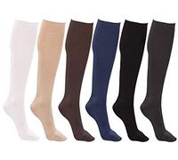 Women's Trouser Socks, 6 Pairs, Opaque Stretchy Nylon Knee High, Many Colors - Multicoloured -