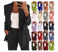 Women's Trouser Suits 2 Piece Suits Blazers Long Sleeve Jacket Straight Leg Trousers Two Piece Outfit Sets Elegant Work Business Petite Pants Suit Casual Solid Formal Suit Office Outerwear