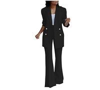 Women's Trouser Suits 2 Piece Suits & Blazers Solid Color Long Slevee Jacket and Flared Trousers Sets Elegant Work Business Pants Suit Casual Solid Color Formal Suit Party Office Size 8-14