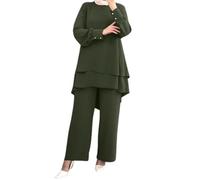 Women's Trouser Suits Elegant Wedding Guest Pants Suit 2 Piece Chiffon Formal Outfit Plus Size Prom Evening Two Mother of The Bride Pakistani Eid Dresses Prayer Clothes Green
