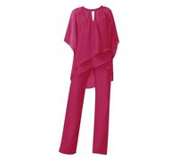 Women's Trouser Suits, Elegant Wedding Guest Pants Suit 2 Piece Chiffon Formal Outfit Prom Evening Two Piece Trouser Suit Plus Size Mother of The Bride Outfits Cocktail Party Festive Red