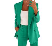 Women's Trouser Suits Plus Size Soild Colour Button Down Lapel Long Sleeve Blazer and Elastic Waist Long Trousers with Pockets Oversized 2 Piece Outfits Ladies Tracksuit Sets Work Office