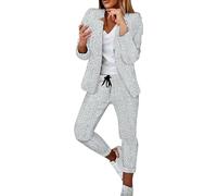 Women's Trouser Suits,Womens Suits Formal 2 Piece,Women's Trouser Suits, Suits for Women Lapel Slim Fit Outfit Suit for Summer Leisure Business Work Office Wear (Grey-2,S)