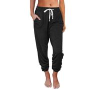 Women's Trousers 42 Women's Baggy Jogging Bottoms Casual Trousers Sports Trousers Closed Waist Lacing Elastic Waist Small Foot Trousers Jogging Bottoms Rafting Trousers Women, black, XXL