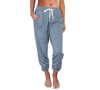 Women's Trousers 42 Women's Baggy Jogging Bottoms Casual Trousers Sports Trousers Closed Waist Lacing Elastic Waist Small Foot Trousers Jogging Bottoms Rafting Trousers Women, sky blue, XXL