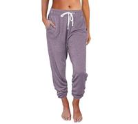 Women's Trousers 42 Women's Baggy Jogging Bottoms Casual Trousers Sports Trousers Closed Waist Lacing Elastic Waist Small Foot Trousers Jogging Bottoms Rafting Trousers Women, purple, XXL