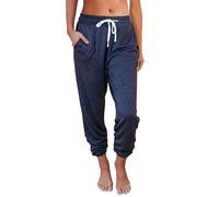 Women's Trousers 42 Women's Baggy Jogging Bottoms Casual Trousers Sports Trousers Closed Waist Lacing Elastic Waist Small Foot Trousers Jogging Bottoms Rafting Trousers Women, navy, XXL