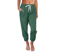 Women's Trousers 42 Women's Baggy Jogging Bottoms Casual Trousers Sports Trousers Closed Waist Lacing Elastic Waist Small Foot Trousers Jogging Bottoms Rafting Trousers Women, Green, XXL