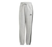 adidas Women's Essentials 3-Stripes Fleece Loose Pants, Medium Grey Heather/Black, L