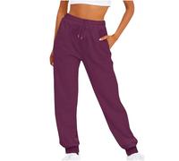 Womens Trousers Casual Fleece Sweatpants with Pockets Straight Leg Cuffed Jogging Bottoms with Pockets Solid Color Petite Joggers Workout Gym Sport Trousers Loose Fit Lounge Sweat Pants Plus Size