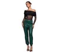 Women's Trousers Goddiva Sequin Cuffed Ankle Vert 46