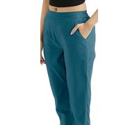 Womens Trousers Half Elasticated Stretch Waist Ladies Casual Office Work Pull On Pants Formal Straight Leg Bottoms with Pockets Inside Leg Size 25 inch (UK, Numeric, 16, Regular, Regular, Teal)