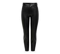 ONLY Women's Onlemily Hw St Ank Faux Leather Pnt Noos Trouser, Black, X-Small 30 UK