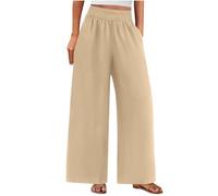 Women's Trousers Sale Clearance Fashion Solid Comfortable Cotton Linen Pants Ladies Casual Loose Loungewear Elastic Waisted Pocket Sport Fitness Outdoor Elegant Chill Office Work Trousers Sweatpants