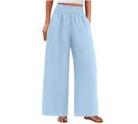 Women's Trousers Sale Clearance Fashion Solid Comfortable Cotton Linen Pants Ladies Casual Loose Loungewear Elastic Waisted Pocket Sport Fitness Outdoor Elegant Chill Office Work Trousers Sweatpants
