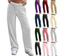 Womens Trousers Summer,Womens Wide Leg Sweatpants Casual High Waisted Baggy Workout Joggers Drawstring Athletic Running Sports Trousers Ladies Elastic Waisted Jogging Bottoms Grey