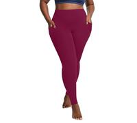 Women's Trousers Yoga Pants for Women High Waisted Plus Leggings with Pockets Tummy-Control Non See Through Running Workout Tights Ladies Trousers My Order Sale Clearance 2025 UK Wine