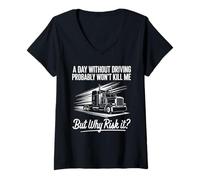 Womens Truck Driver Trucker Lover Semi Truck CDL for Men Women V-Neck T-Shirt