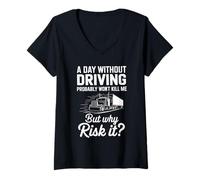 Womens Truck Driver Trucker Semi Truck Big Rig CDL for Men Women V-Neck T-Shirt